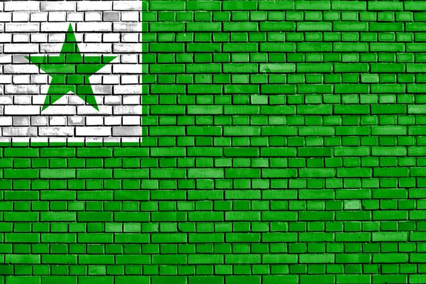 Vlag Van Esperanto Geschilderd Bakstenen Muur — Stockfoto