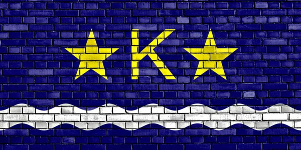 Flag Kinshasa Painted Brick Wall — Stock Photo, Image