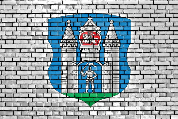 Flaga Mohylewa Malowane Ścianie Cegły — Zdjęcie stockowe