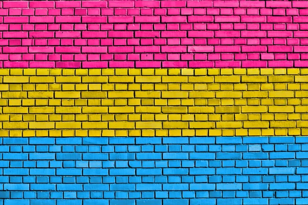 Flaga Pansexual Pride Malowane Ścianie Cegły — Zdjęcie stockowe