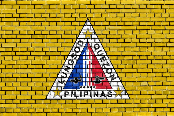 Flag Quezon City Painted Brick Wall — Stock Photo, Image