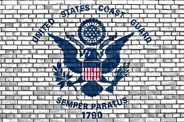Bandiera Della Guardia Costiera Degli Stati Uniti Dipinta Muro Mattoni — Foto Stock