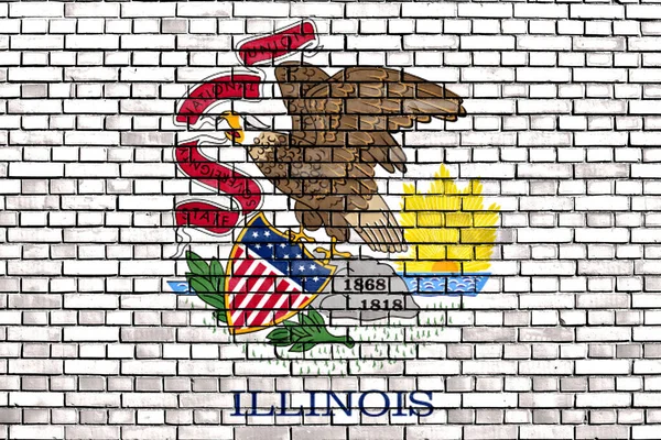 Flaga Illinois Malowane Ścianie Cegły — Zdjęcie stockowe