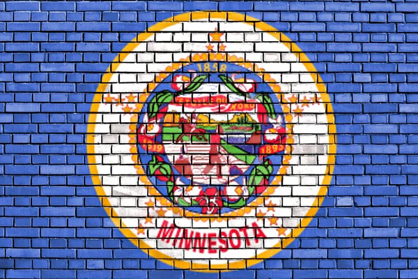 Flaga Minnesoty Malowana Ceglanej Ścianie — Zdjęcie stockowe