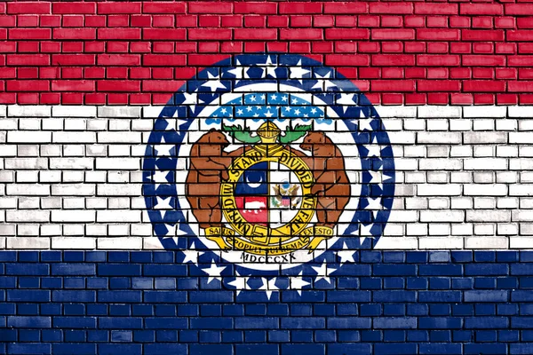 Flaga Missouri Malowane Ścianie Cegły — Zdjęcie stockowe