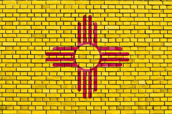 Flaga Nowego Meksyku Malowane Ścianie Cegły — Zdjęcie stockowe