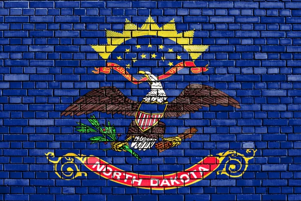 Flagge Von North Dakota Auf Ziegelwand Gemalt — Stockfoto