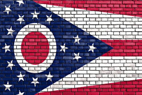 Flagge Von Ohio Auf Ziegelwand Gemalt — Stockfoto
