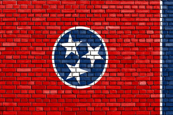 Флаг Теннесси Раскрашенный Кирпичной Стене — стоковое фото