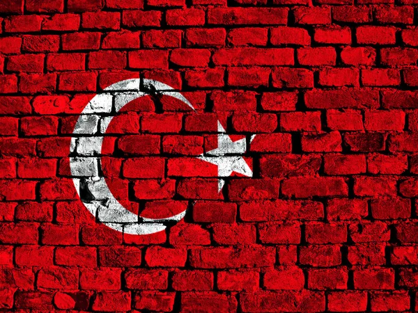 Zászló Törökország Festett Téglafal — Stock Fotó