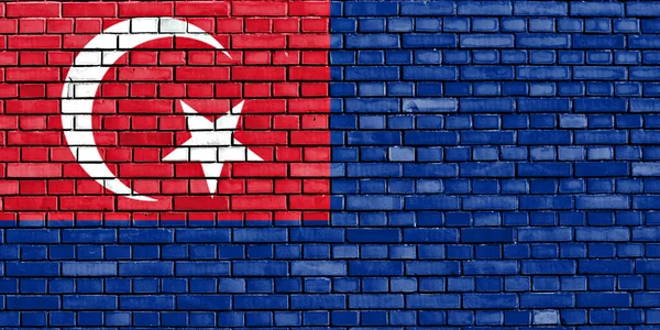 Flag Johor Painted Brick Wall — Stock Photo, Image