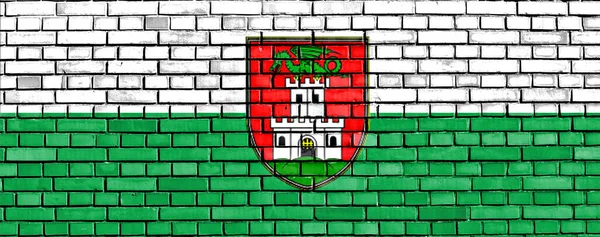 Флаг Любляны Расписанный Кирпичной Стене — стоковое фото