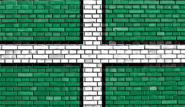 Devonova Vlajka Namalovaná Cihlové Zdi — Stock fotografie