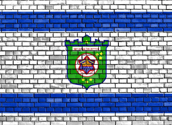Bandiera Tel Aviv Dipinta Muro Mattoni — Foto Stock