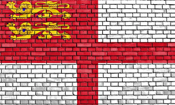 Flaga Sark Malowane Ścianie Cegły — Zdjęcie stockowe