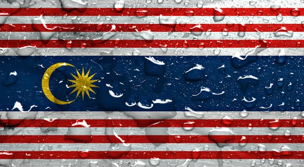 Flaga Kuala Lumpur Kroplami Deszczu — Zdjęcie stockowe
