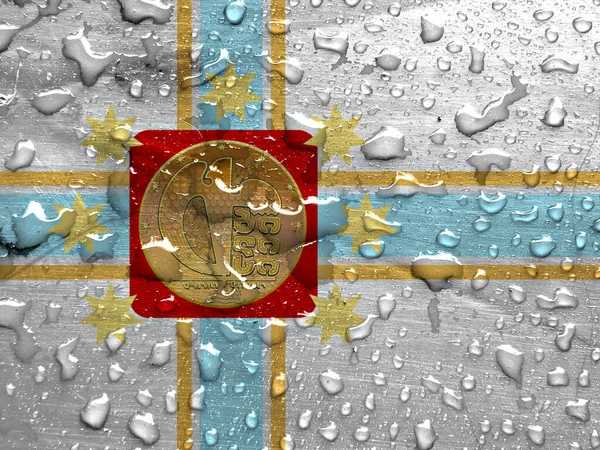 Флаг Тбилиси Каплями Дождя — стоковое фото