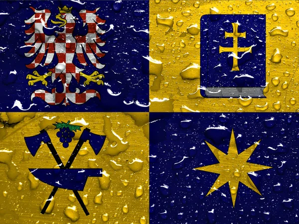 Bandiera Zlin Region Con Gocce Pioggia — Foto Stock
