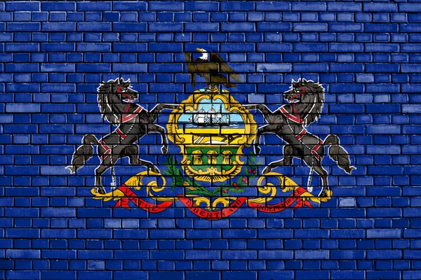 Bandeira Pensilvânia Pintada Parede Tijolo — Fotografia de Stock
