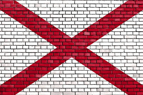 Flagge Von Alabama Auf Ziegelwand Gemalt — Stockfoto