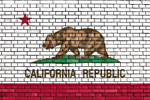 Flaga Kalifornii Malowane Ścianie Cegły — Zdjęcie stockowe