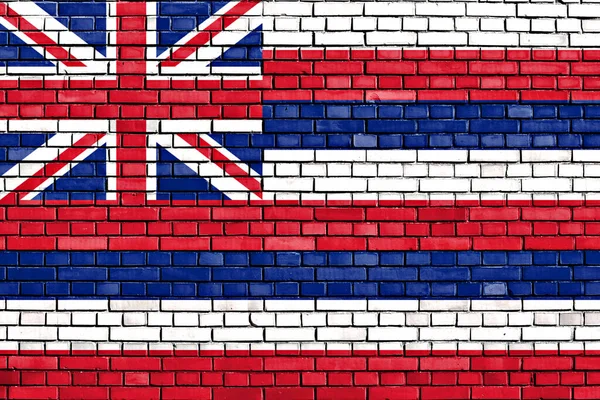 Bandera Hawaii Pintada Pared Ladrillo — Foto de Stock