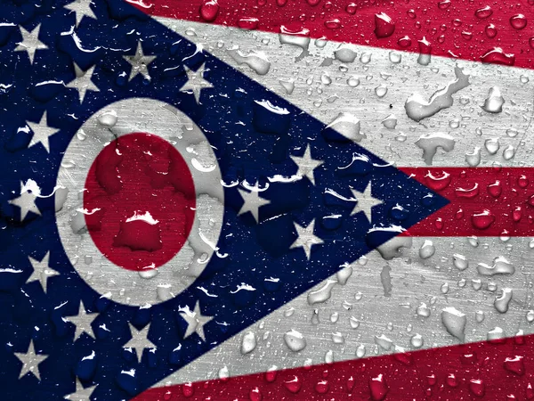 Flaga Ohio Kroplami Deszczu — Zdjęcie stockowe