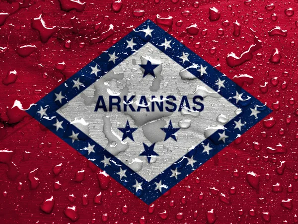 Flagge Von Arkansas Mit Regentropfen — Stockfoto