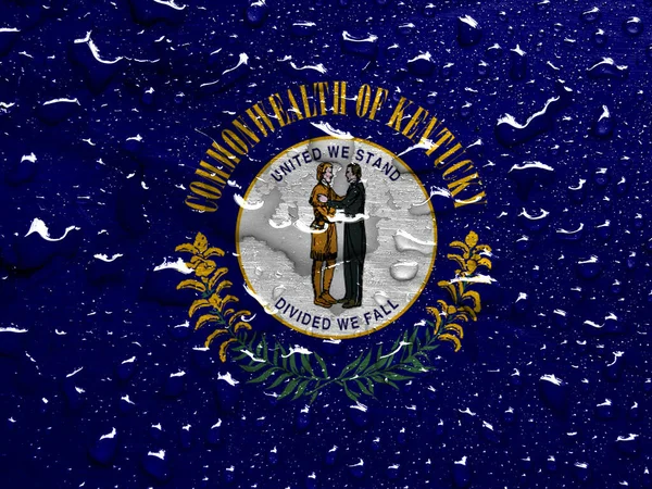 雨の降るケンタッキー州の旗は — ストック写真