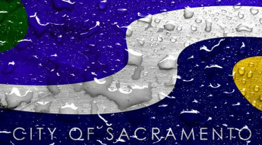 flag of Sacramento with rain drops clipart