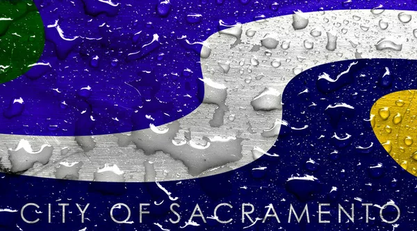 Прапор Сакраменто Дощовими Краплями — стокове фото