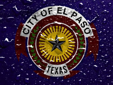 flag of El Paso with rain drops clipart