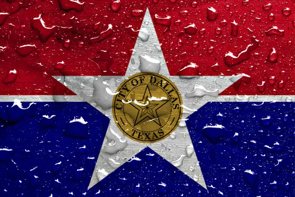 Прапор Далласа Краплями Дощу — стокове фото