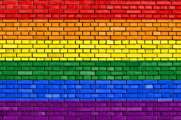 Flag Lgbt Movement Painted Brick Wall — Stock Photo, Image