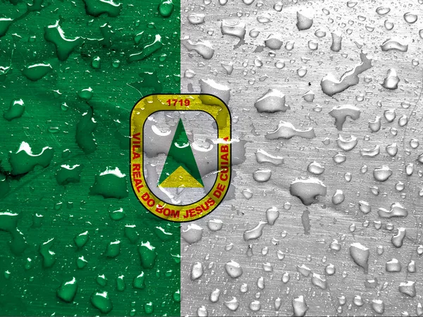 Flag Cuiaba Rain Drops — Stock Photo, Image