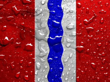 Omsk Oblastı bayrağı yağmur damlalarıyla