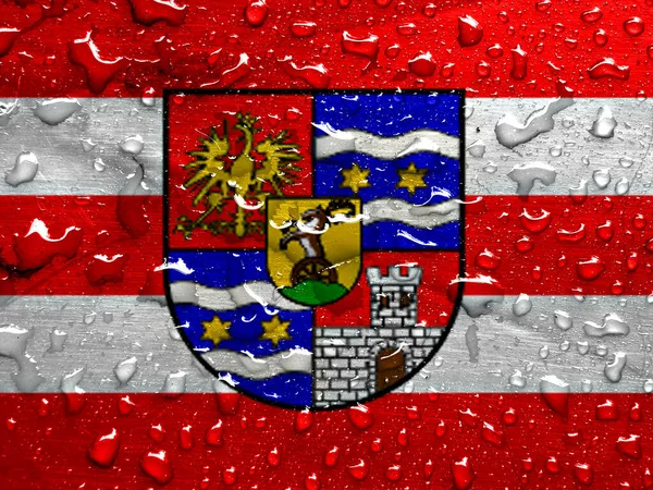 Flagge Des Kreises Varazdin Mit Regentropfen — Stockfoto