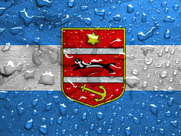 Bandiera Virovitica Podravina County Con Gocce Pioggia — Foto Stock