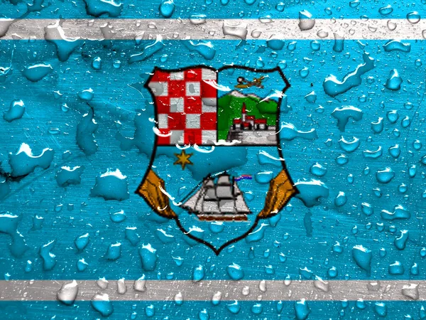 Bandeira Primorje Gorski Kotar County Com Gotas Chuva — Fotografia de Stock