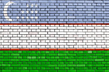 Tuğla duvara Özbekistan bayrağı
