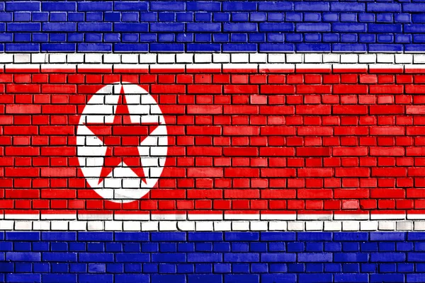 Flag North Korea Painted Brick Wall — Stock Photo, Image