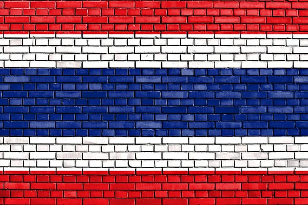 Flagga Thailand Målad Tegelvägg — Stockfoto