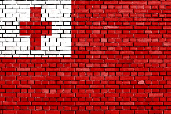 Flag Tonga Painted Brick Wall — Stock Photo, Image