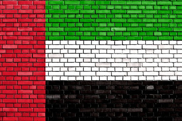 flag of United Arab Emirates painted on brick wall