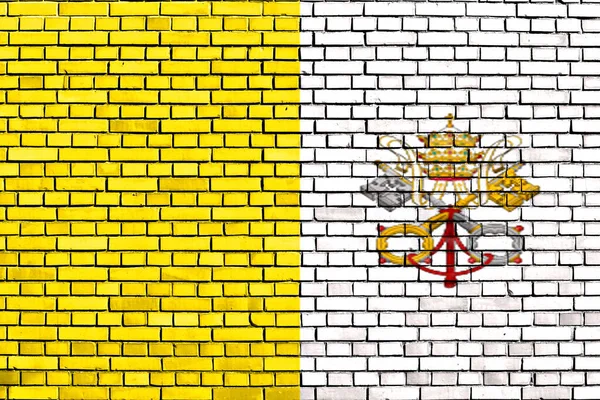 Σημαία Του Βατικανού Κράτους Ζωγραφισμένο Τοίχο Από Τούβλα — Φωτογραφία Αρχείου
