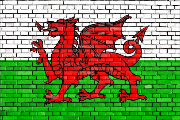 Vlag Van Wales Geschilderd Bakstenen Muur — Stockfoto