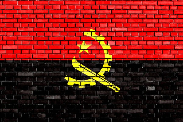 Drapeau Angola Peint Sur Mur Briques — Photo