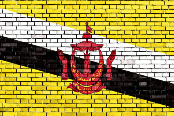 Bandera Brunei Pintada Sobre Pared Ladrillo — Foto de Stock