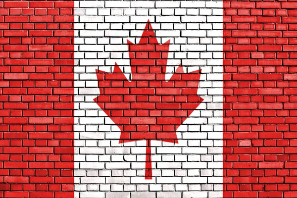 Bandeira Canadá Pintada Parede Tijolo — Fotografia de Stock