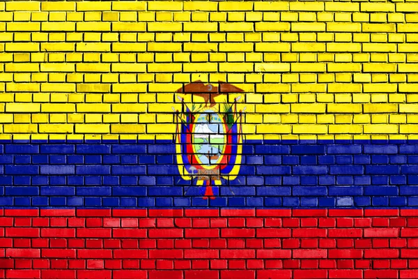 Vlag Van Ecuador Geschilderd Bakstenen Muur — Stockfoto